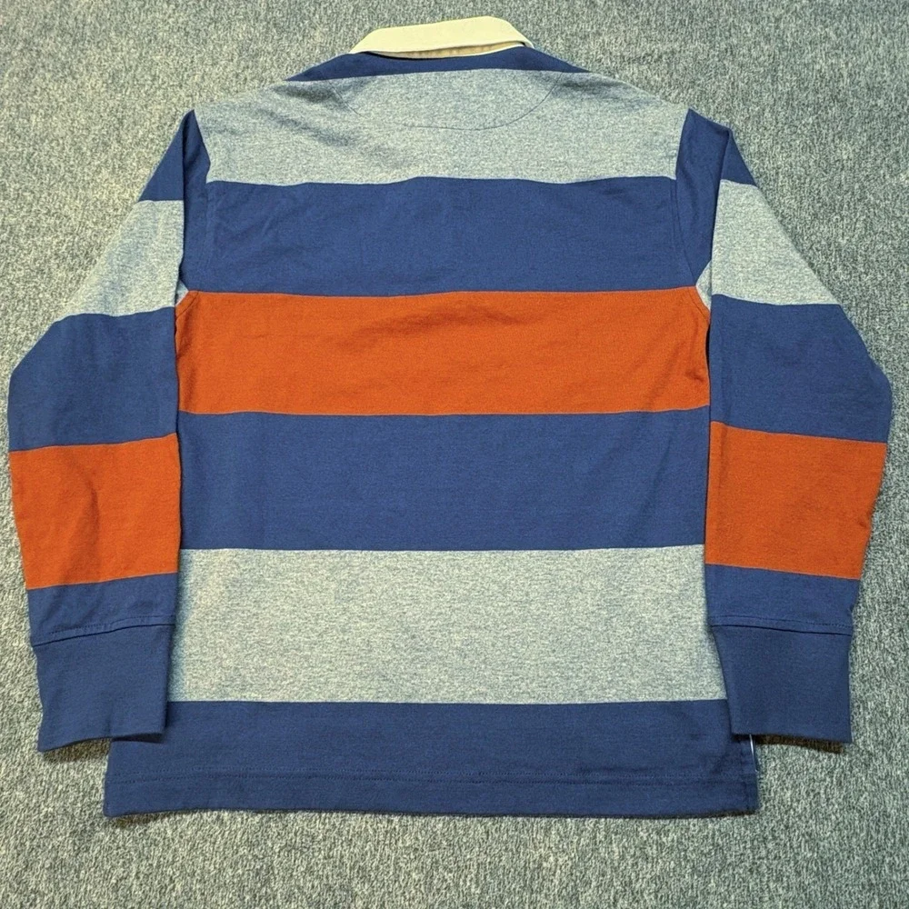 Banana Republic Rugby Shirt Men's Sz S Blue Grey Orange Polo Preppy Heavy Casual